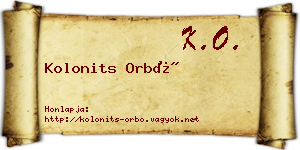 Kolonits Orbó névjegykártya